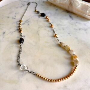 Silpada Sterling Silver, Pearl and Quartz 35” Necklace N1421